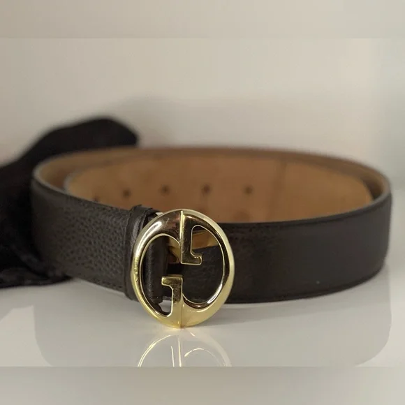 Gucci | Accessories | Gucci Dark Brown Pebbled Leather Belt  display picture 2